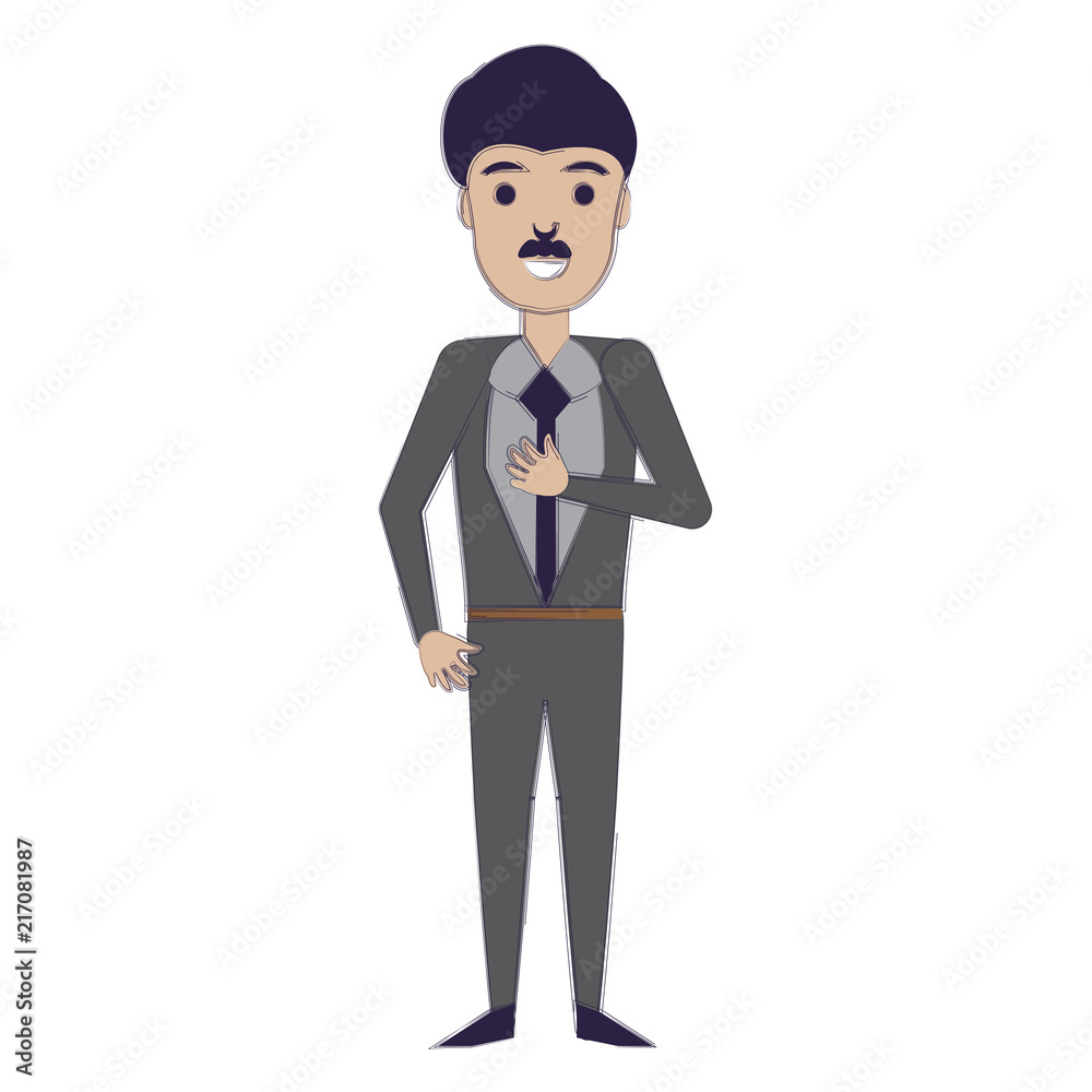 cartoon businessman icon over white background, vector illustration