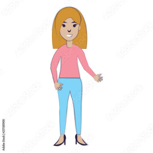 cartoon woman icon over white background, vector illustration