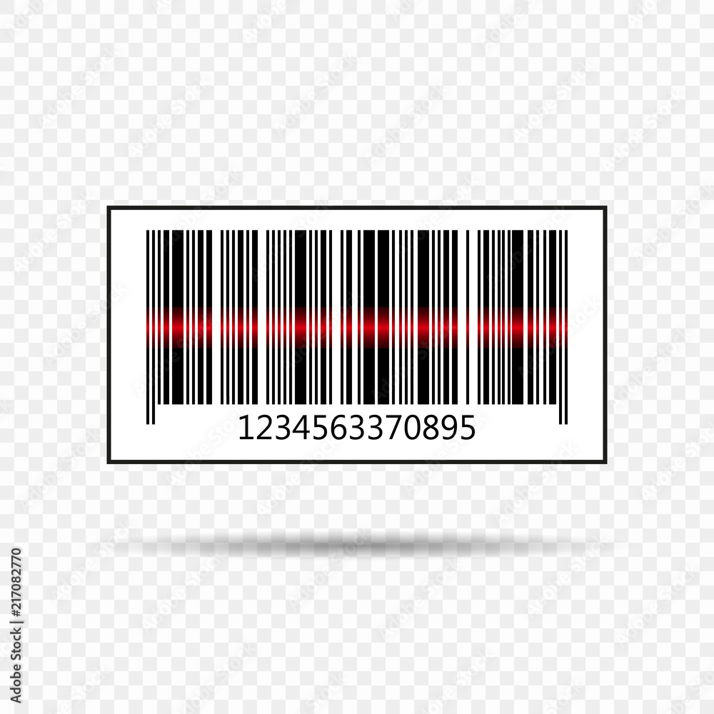 Vector barcode with laser line. Element on a transparent isolated background. Vector barcode with laser line. Element on a transparent isolated background.