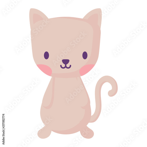 cute cat icon over white background, vector illustration