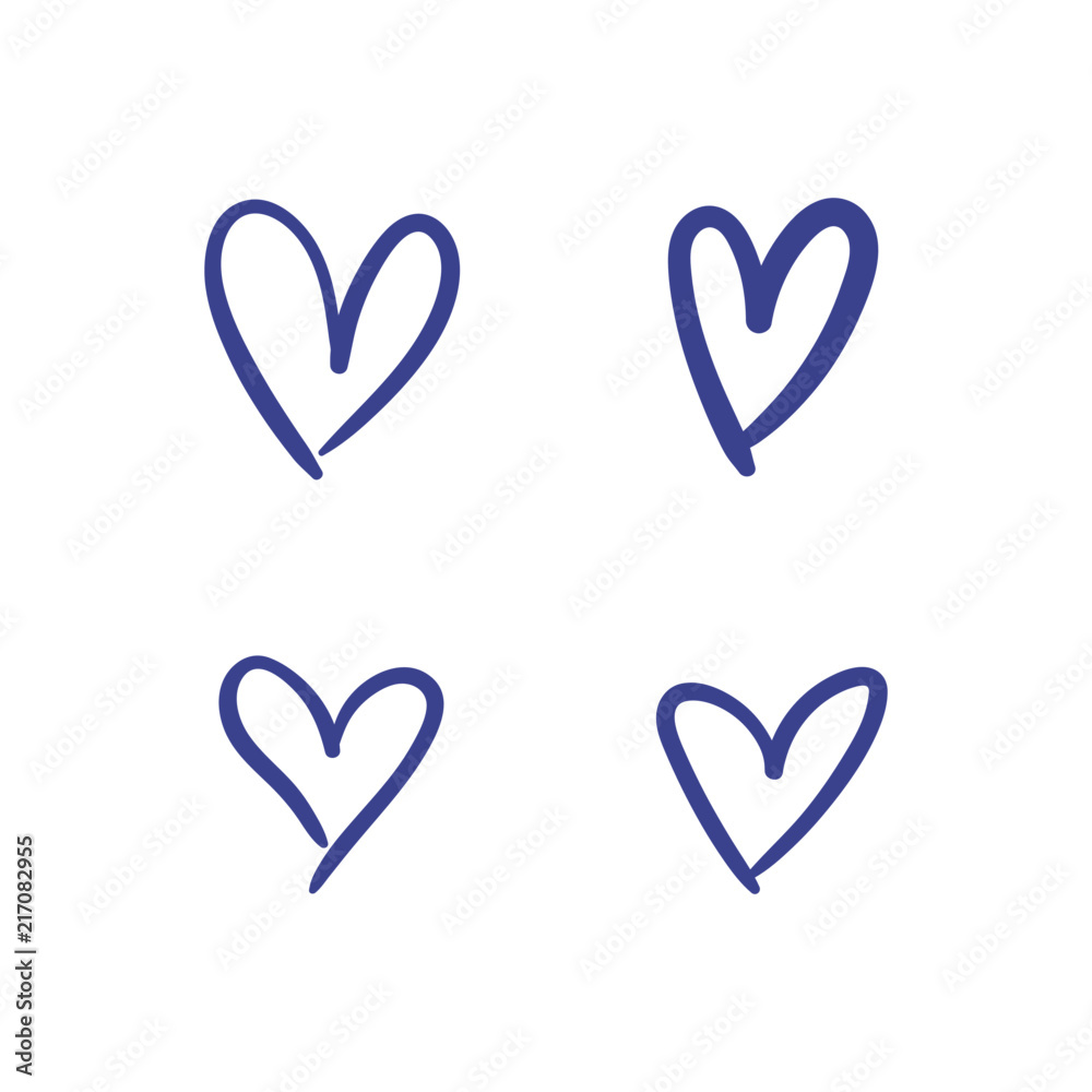 Heart collection hand drawn, set of handmade hearts vectors Heart collection hand drawn, set of handmade hearts vectors