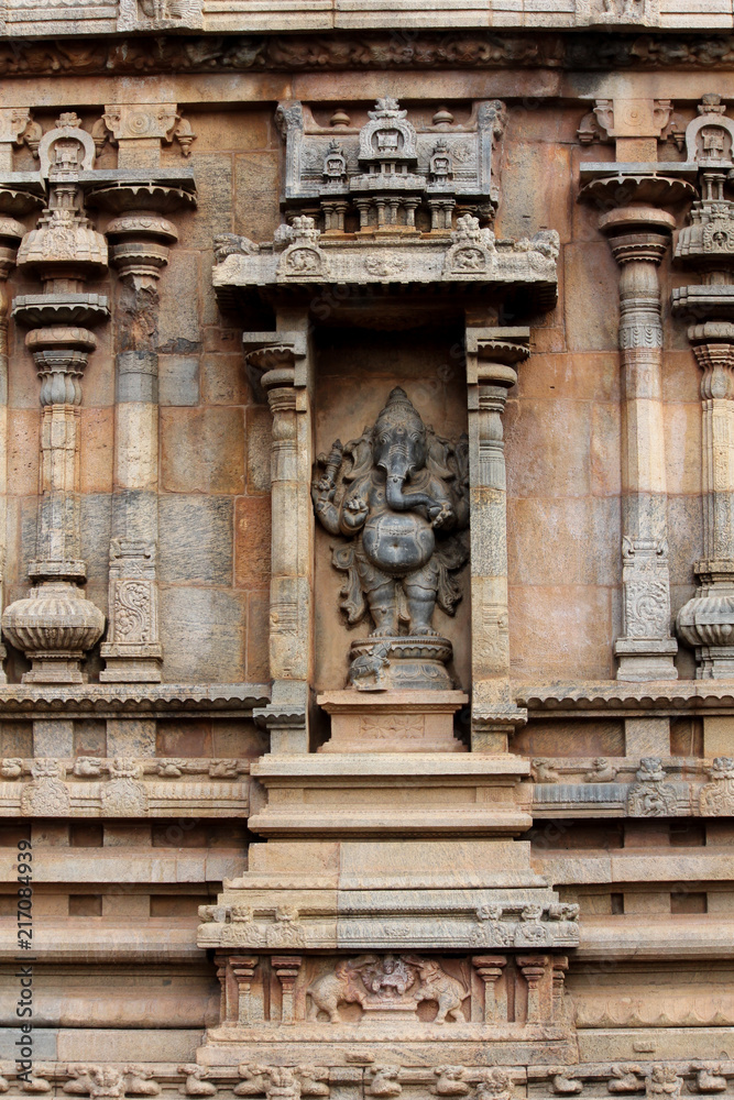 Hindu God Ganapathy (vighnesh) seen at the Tanjavur Brihadeshwara Temple,TamilNadu. India