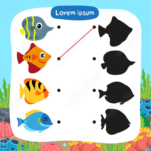 fish matching game vector design