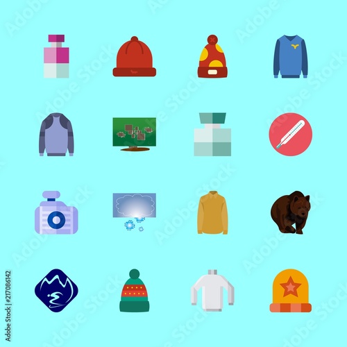 winter icons set. tourism, low, convection and white graphic works