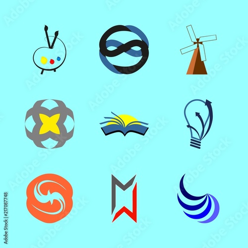 logo icons set. recognition, blank, currency and strengthen graphic works