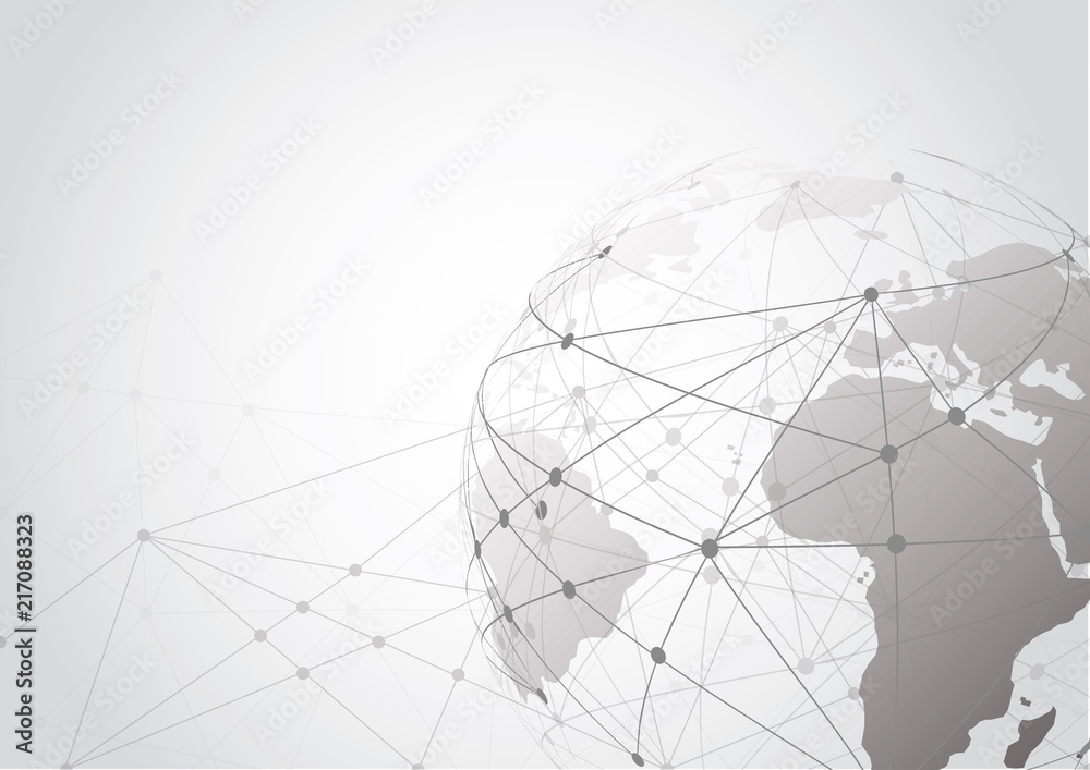 Global network connection. World map point and line composition concept of global business. Vector Illustration Global network connection. World map point and line composition concept of global business. Vector Illustration