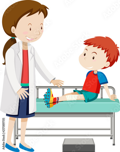 A boy injured leg