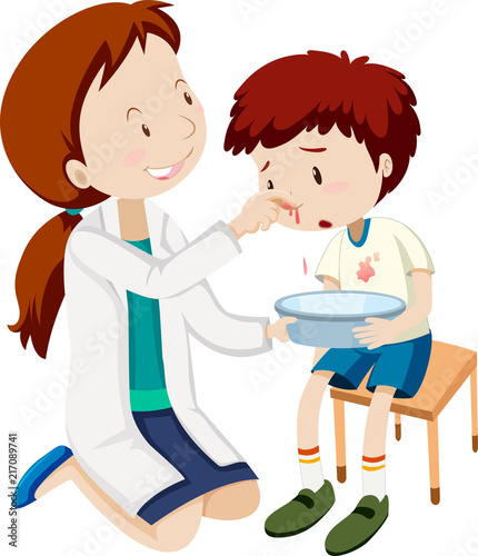 A boy bleeding nose