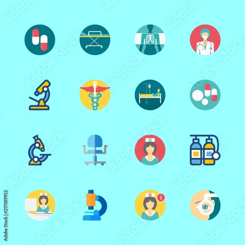 hospital icons set. genetic, trust, control and interior graphic works
