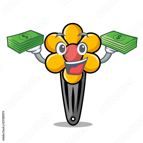 With money hair clip mascot cartoon
