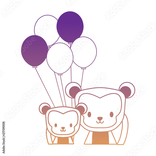 cute monkeys and balloons over white background, vector illustration © djvstock