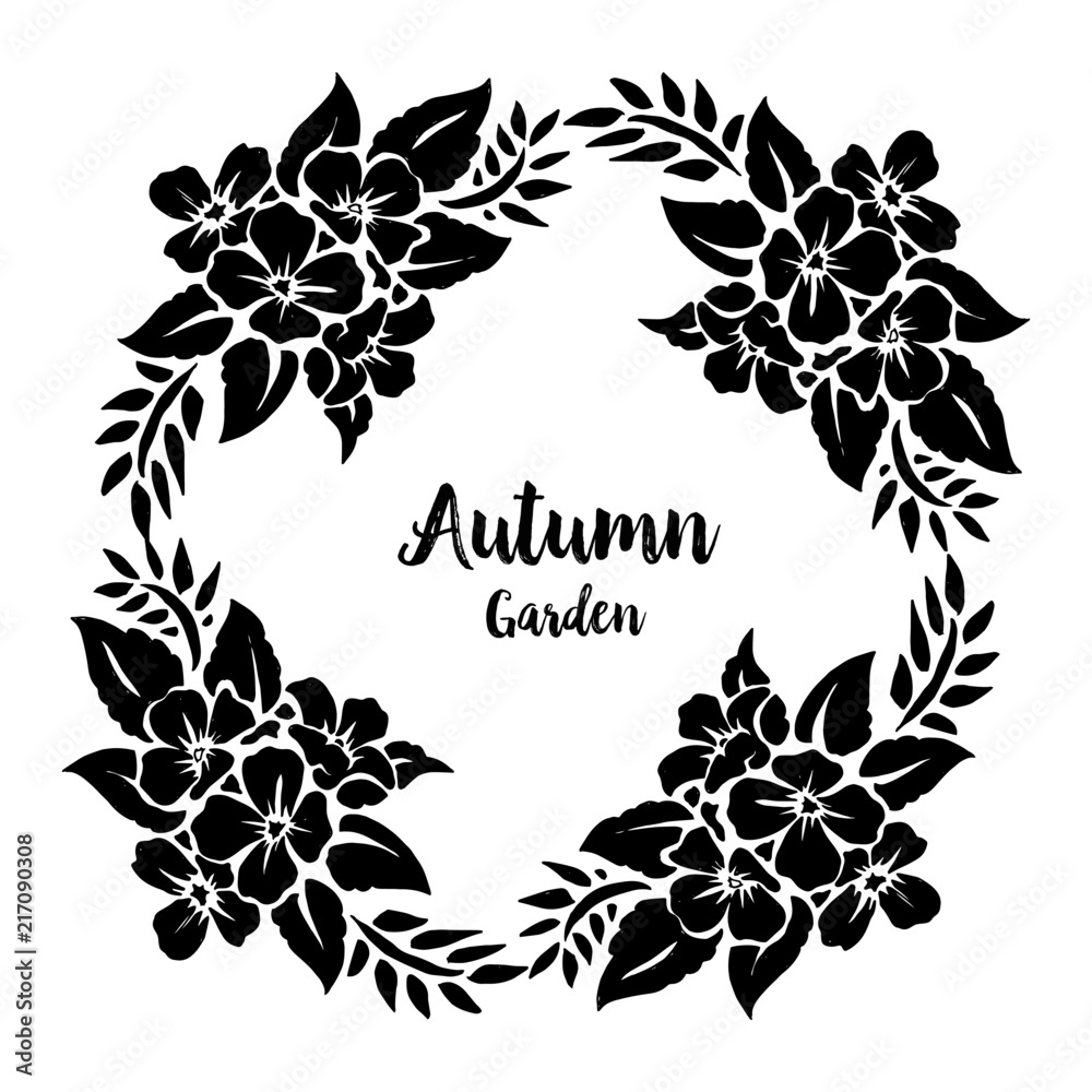 Fototapeta premium Autumn garden with frame flower design vector illustration