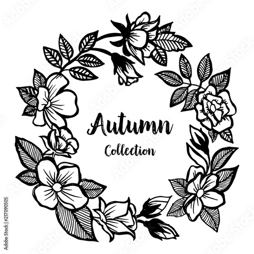 Autumn card frame flower design collection vector illustration