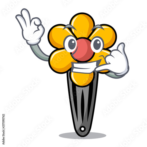Call me hair clip mascot cartoon