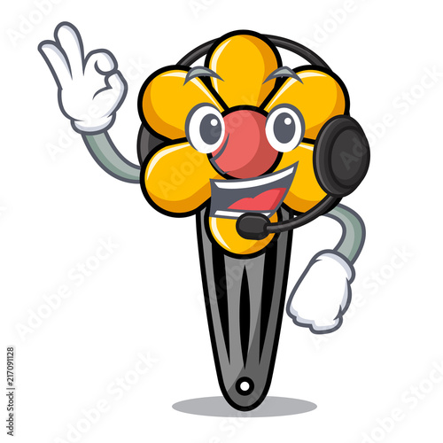 With headphone hair clip mascot cartoon