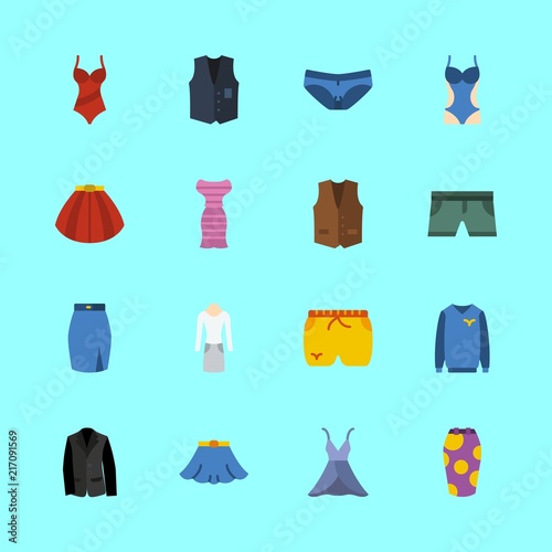 clothes vector icons set. suit  short  vest and swimsuit in this set