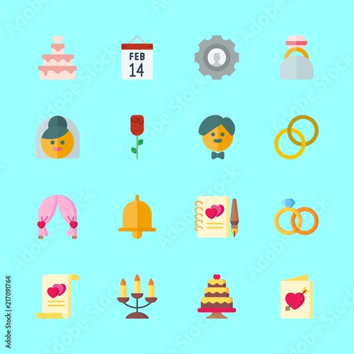 16 wedding icons set