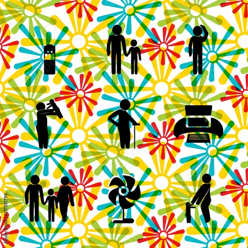 nature vector icons set. old man, family, father and son and throw to catch in this set