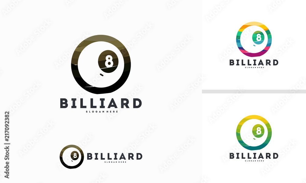 Abstract Circle Billiard ball logo designs concept vector, number 8 Ball