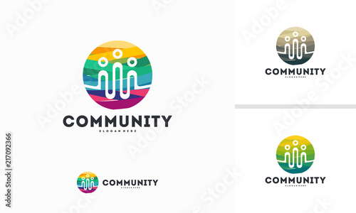 Abstract Colorful Circle Community logo designs concept vector, Group logo template designs