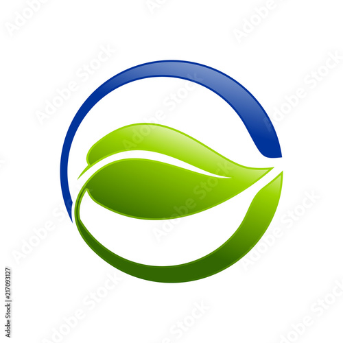 Circular Leaf Eco Friendly Symbol Logo Design