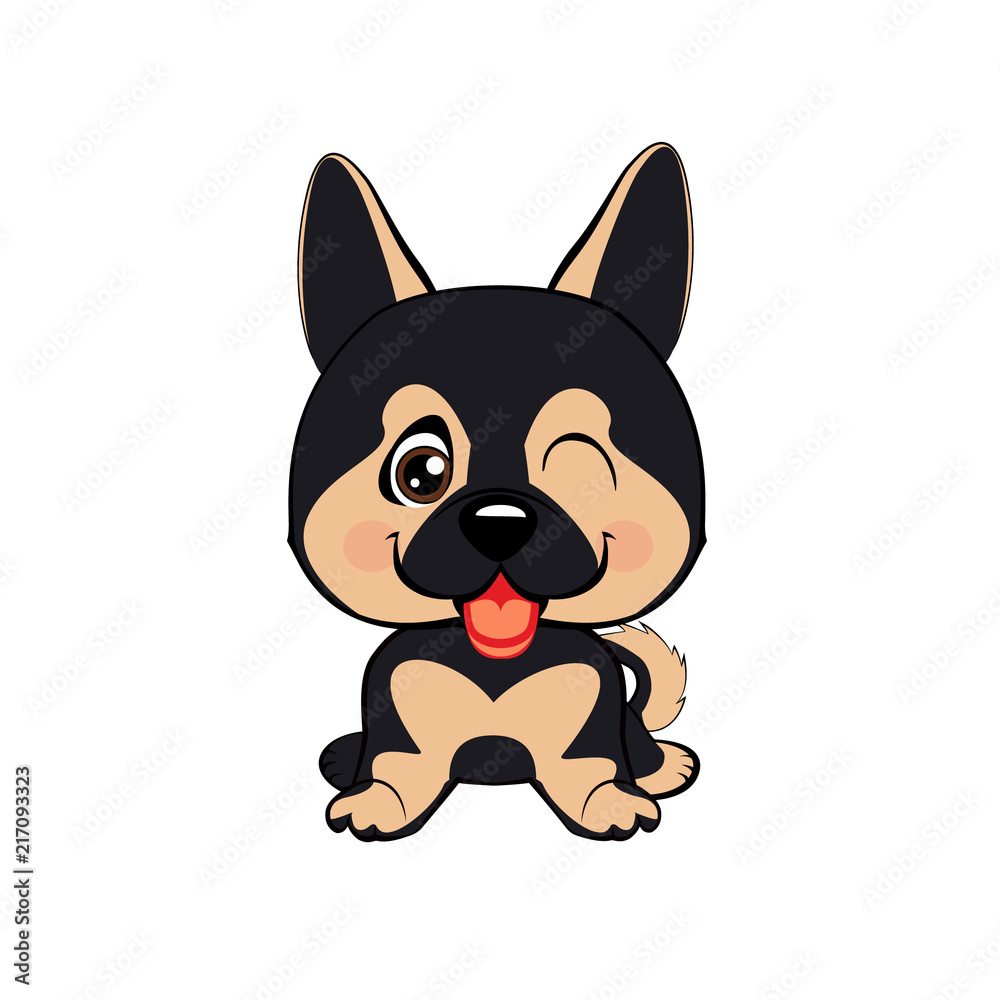 Kawaii funny puppy animal white muzzle with pink cheeks and winking eyes. Kawaii funny puppy animal white muzzle with pink cheeks and winking eyes.