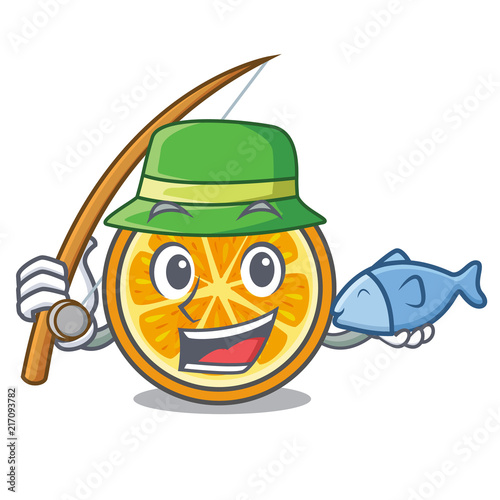 Fishing orange mascot cartoon style