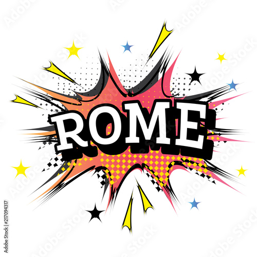 Rome Comic Text in Pop Art Style.