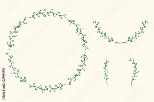 Vector illustration of hand drawn floral wreath