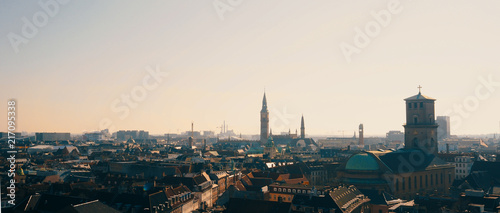 Aerial view of Copenhagen, Denmark city. 