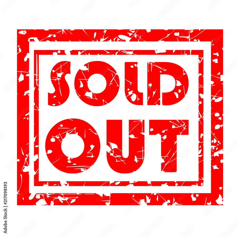 Rubber Stamp, Sold Out, Isolated on White Rubber Stamp, Sold Out, Isolated on White