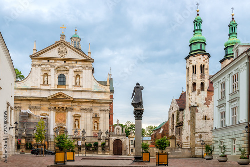 The architecture of the beautiful church of Peter and Paul in Krakow