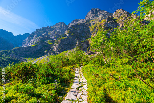 tourist path around Lake Morskie Oko in the Tatra Mountains