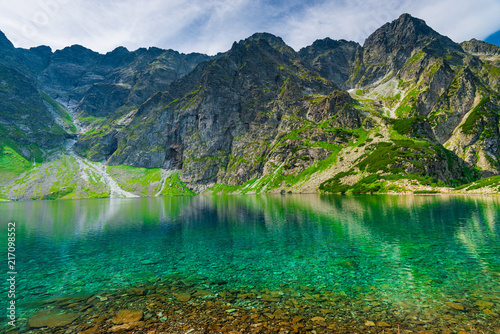Fototapeta Naklejka Na Ścianę i Meble -  background - scenic landscape of a mountain and a lake in the Tatra Mountains, Poland