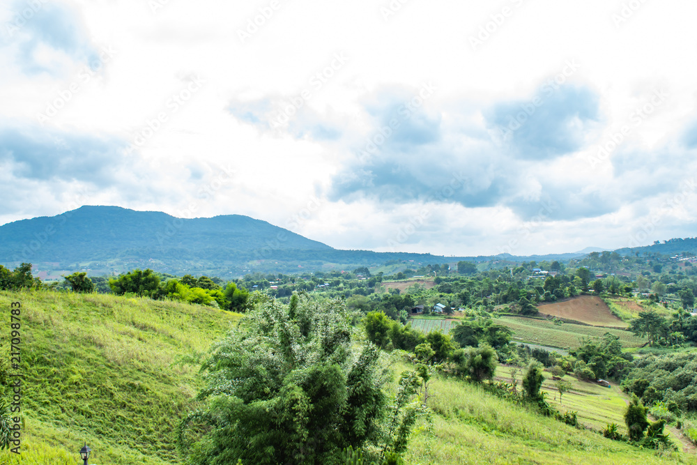 The point of view of the mountains and the town of Phetchabun at Khao Kho , Phetchabun in Thailand.