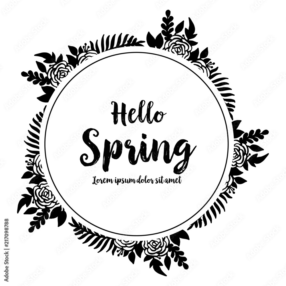 Hello spring with flower theme hand draw vector illustration