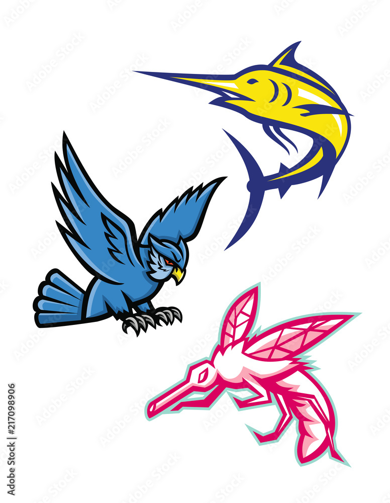 Obraz premium Wildlife Jumping Flying Mascot Collection