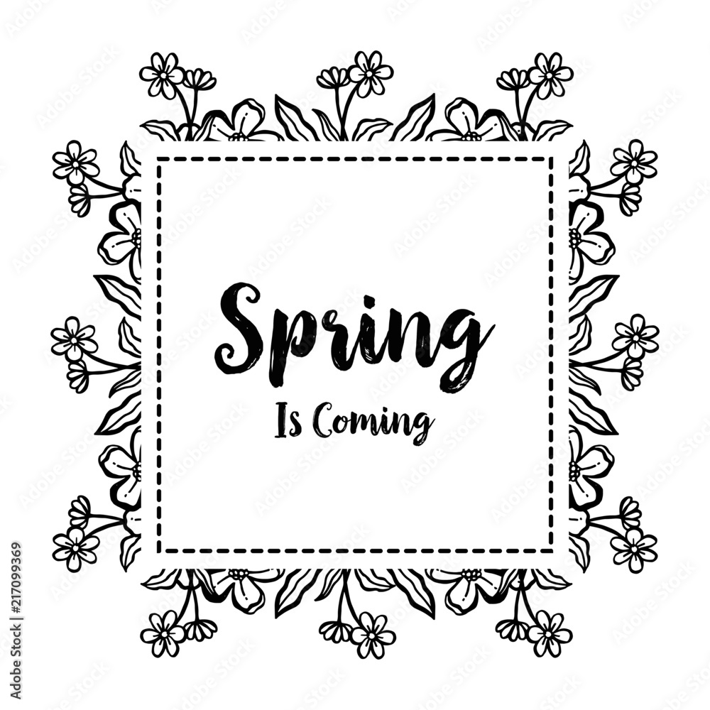 Spring is coming floral lettering design vector illustratrion