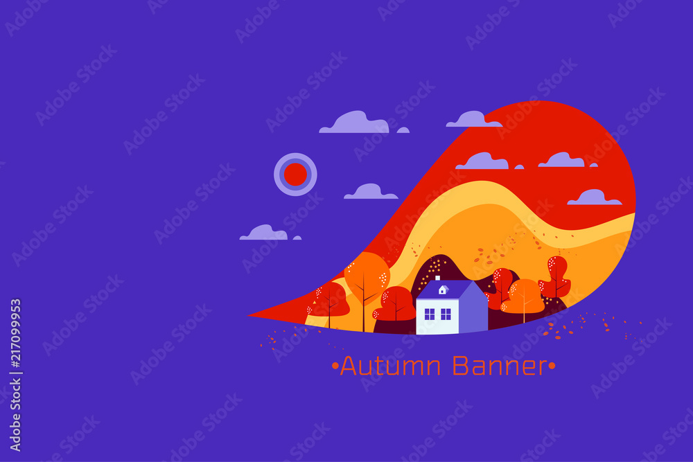 custom made wallpaper toronto digitalAutumn landscape vector illustration