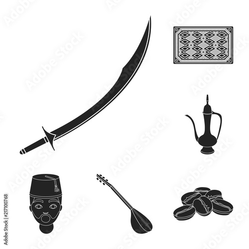 Turkey country black icons in set collection for design.Travel and attractions vector symbol stock web illustration.