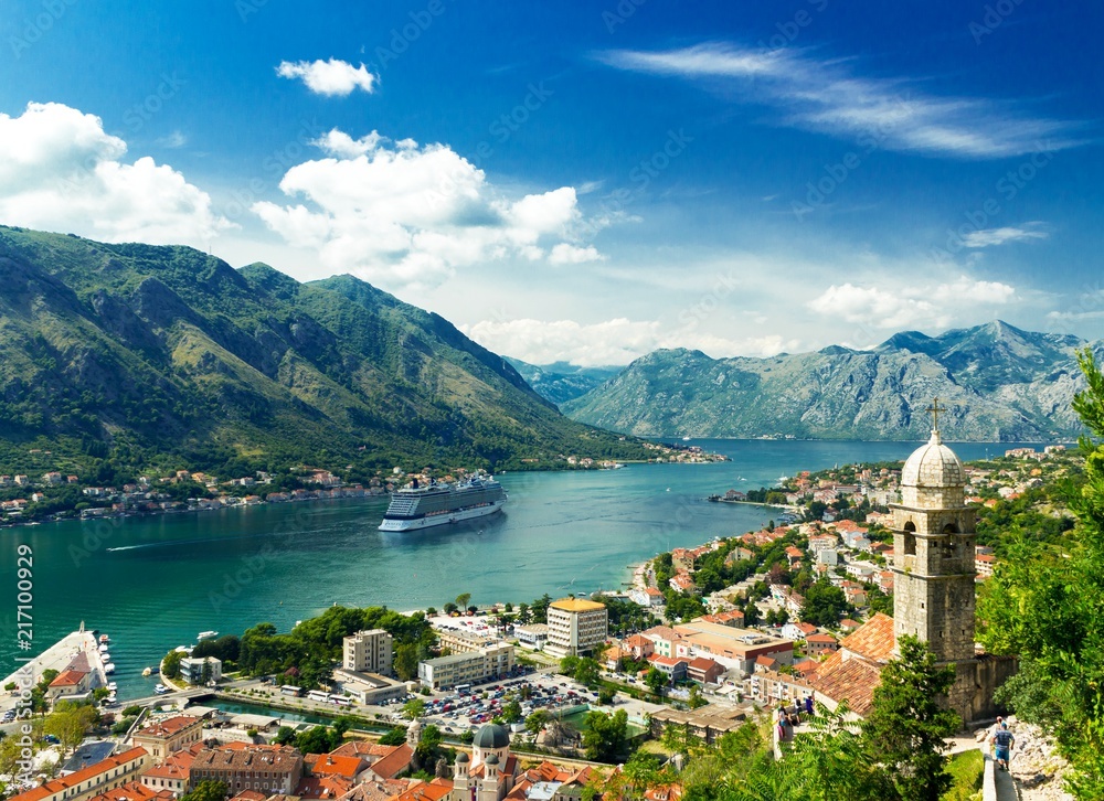 Kotor, Montenegro. Bay of Kotor the most beautiful landscape on Adriatic Sea