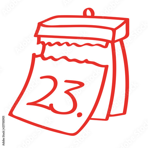Handgezeichneter Kalender - Tag 23 in rot