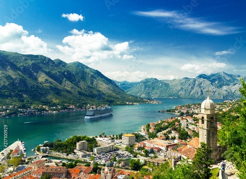 Kotor, Montenegro. Bay of Kotor the most beautiful landscape on Adriatic Sea