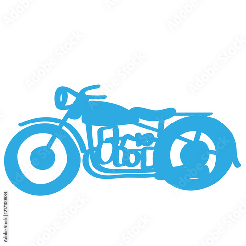 Handgezeichnetes Motorrad in blau