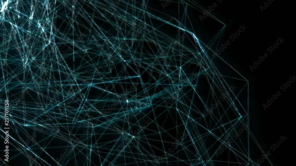 Abstract geometry blue lines on dark background. Seamless loop footage.