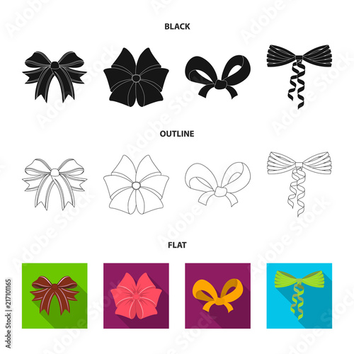 Multicolored bows cartoon,black,flat,outline icons in set collection for design.Bow for decoration vector symbol stock web illustration.