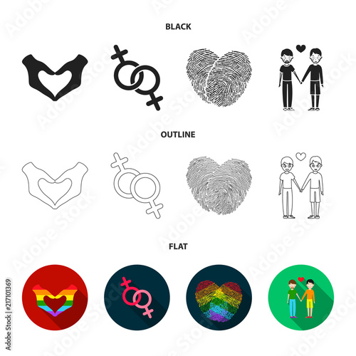 Hands, feminism, fingerprints. Gay set collection icons in cartoon style vector symbol stock illustration web.