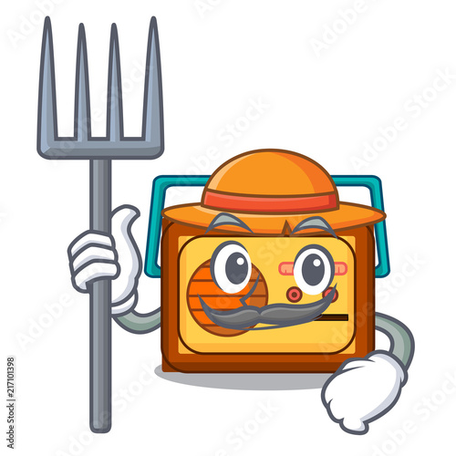 Farmer radio character cartoon style