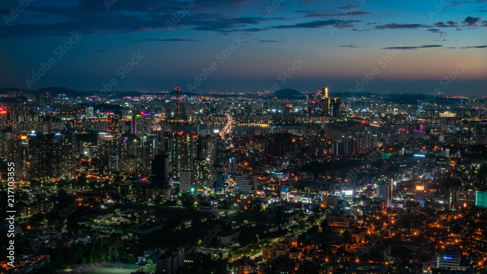 Blue Sunset Over Seoul. Photo Taken from Namsan Tower.