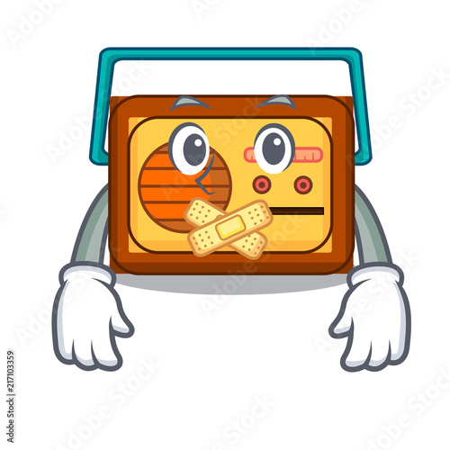Silent radio mascot cartoon style